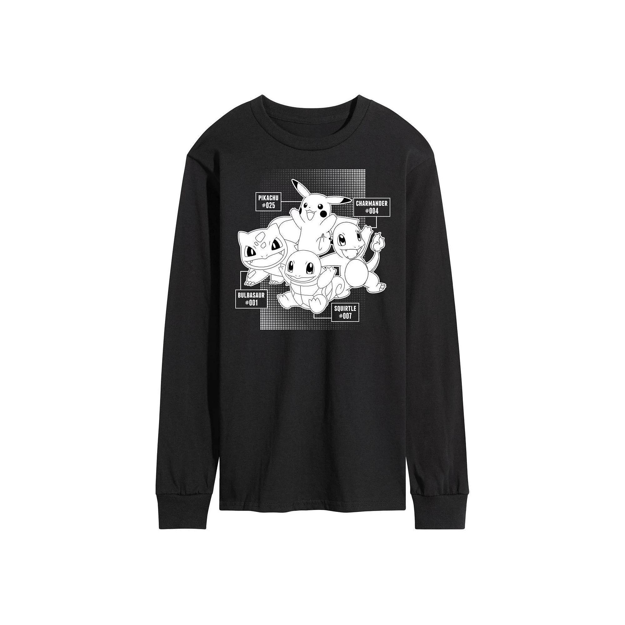 Men's Pokemon Labels Long Sleeve Graphic Tee,  Product Image