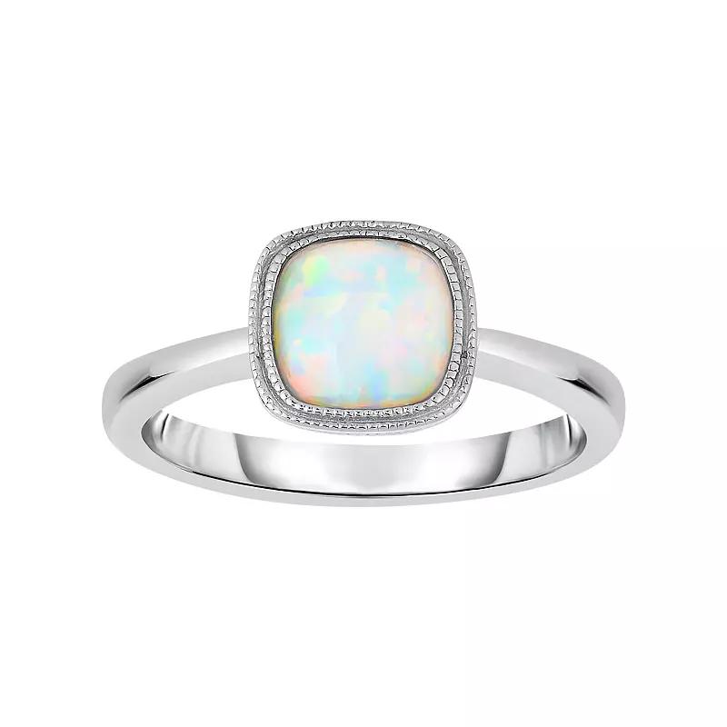 Lab-Created Opal Sterling Silver Ring, Womens White Product Image