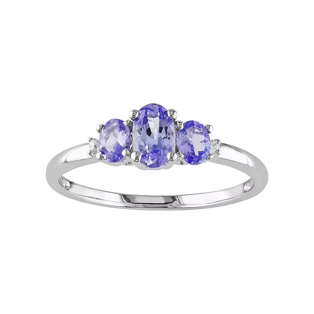 Stella Grace Tanzanite & Diamond Accent 10k White Gold 3-Stone Ring, Womens Purple Product Image