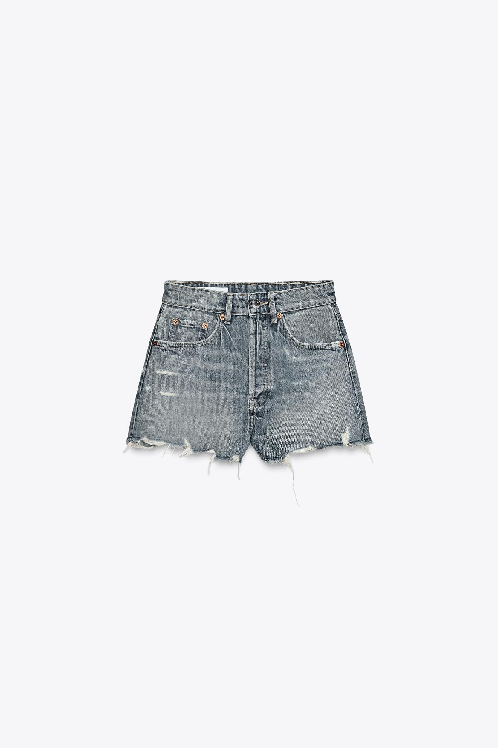 TRF RIPPED HIGH RISE DENIM SHORTS Product Image