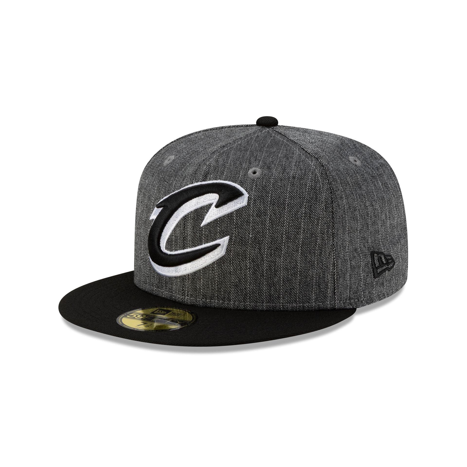 Just Caps Black Pinstripe Cleveland Cavaliers 59FIFTY Fitted Hat Male Product Image