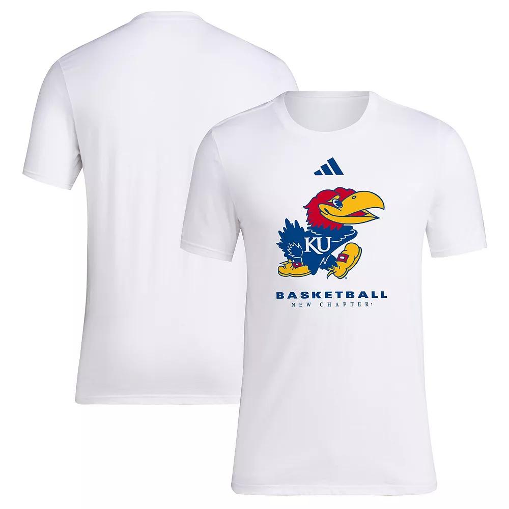 adidas  White Kansas Jayhawks 2023 On Court Bench Fresh T-Shirt, Men's, Size: XL Product Image