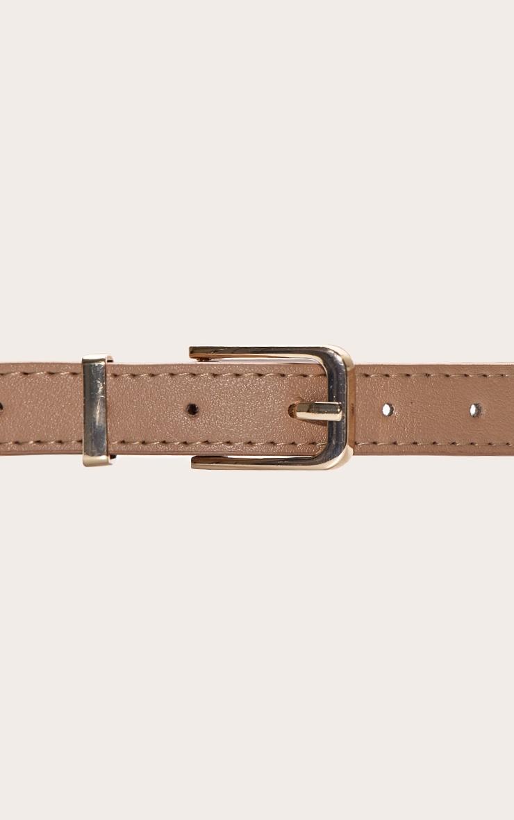 Tan Suede Skinny Belt with Gold Hardware Product Image