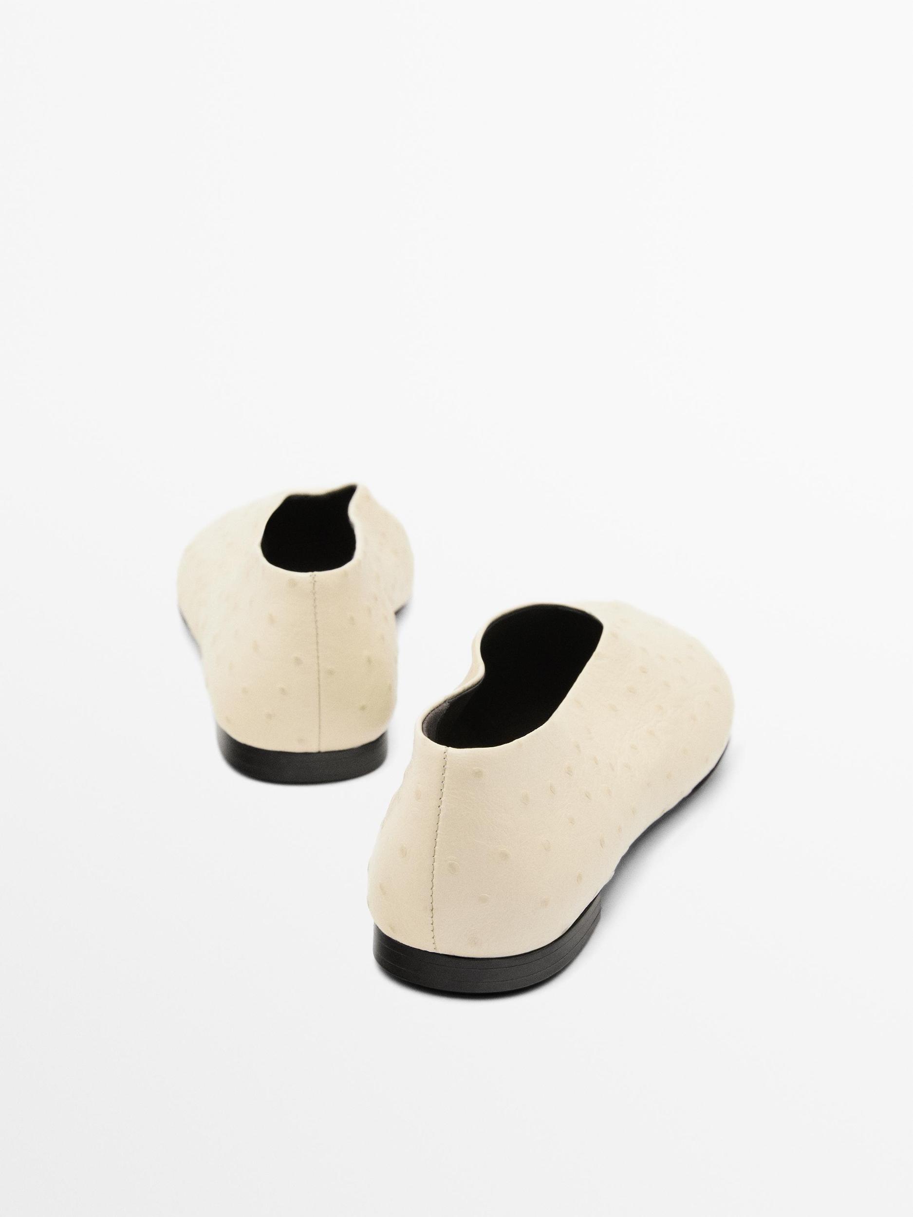 Ostrich print leather ballet flats Product Image