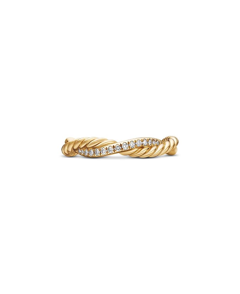 David Yurman 18K Yellow Petite Infinity Twisted Ring with Diamonds Product Image