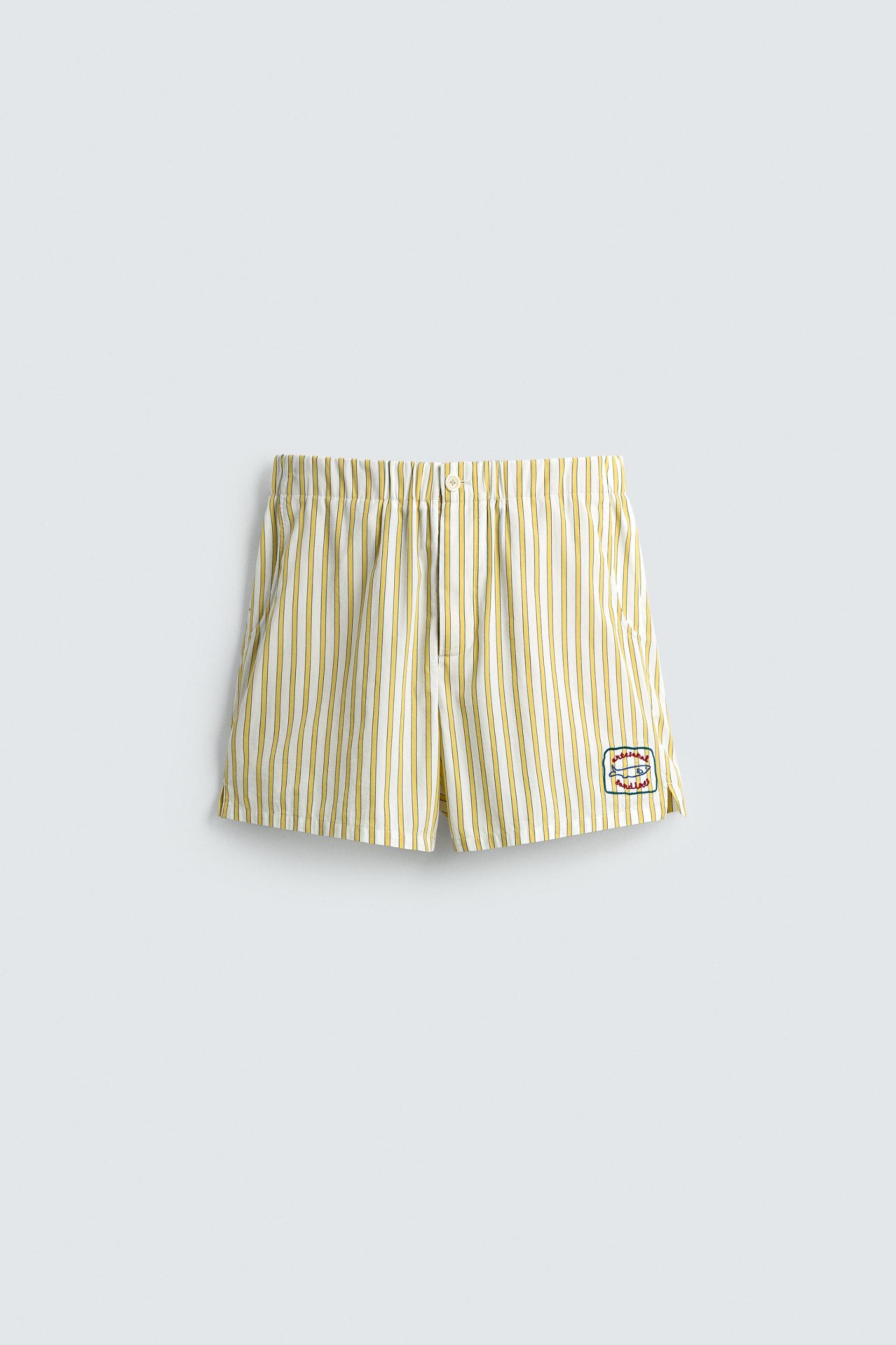 STRIPED EMBROIDERED SHORTS Product Image
