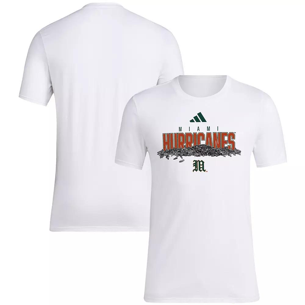 Men's adidas White Miami Hurricanes Baseball Sunflower Seeds T-Shirt, Size: 2XL Product Image