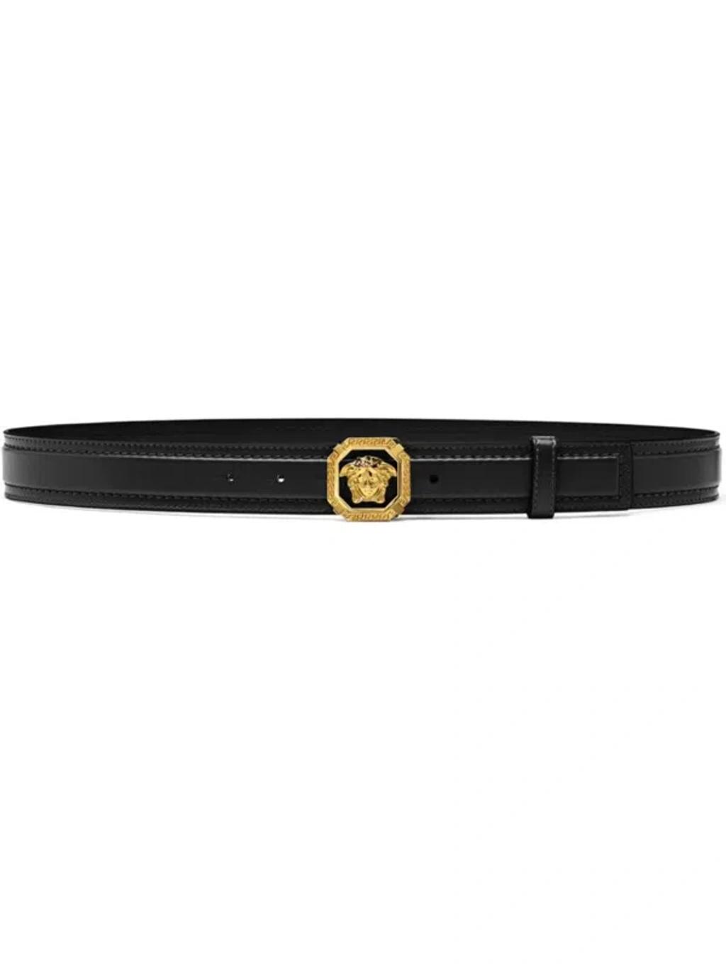 VERSACE La Medusa Leather Belt Man Belt Black Size 39.5 Calfskin Product Image
