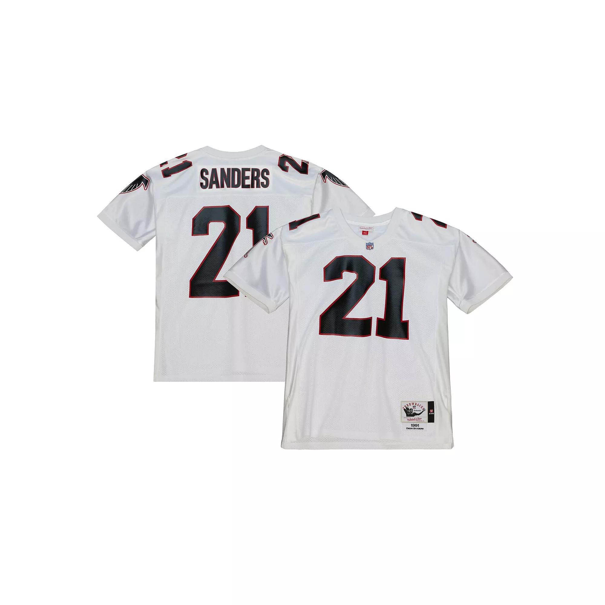 Men's Mitchell & Ness Deion Sanders White Atlanta Falcons 1991 Authentic Jersey, Size: 44 Product Image