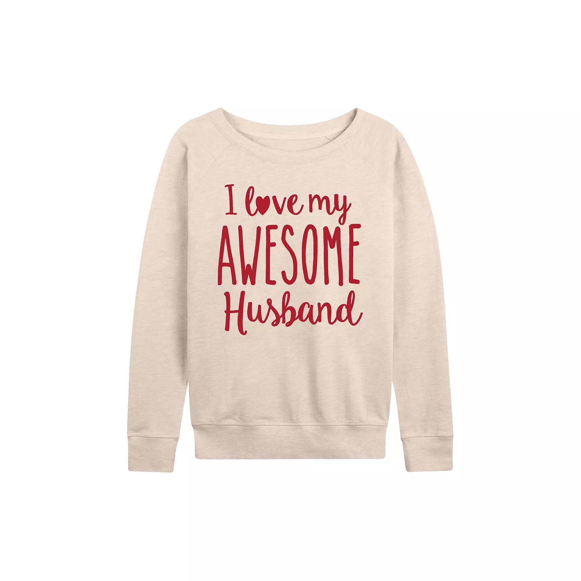 Women's Love My Awesome Husband French Terry Long Sleeve Tee,  Product Image
