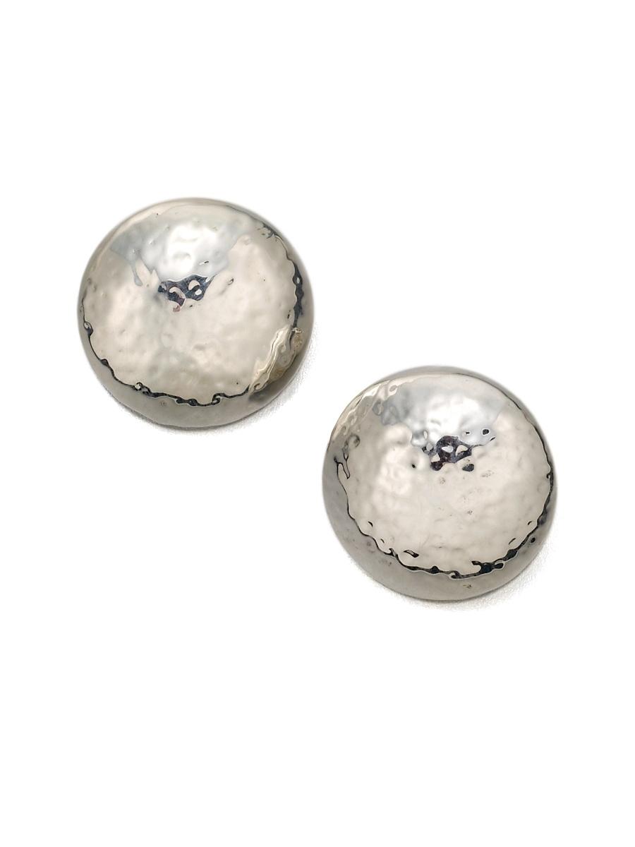 Womens Classico Sterling Silver Hammered Button Clip-On Earrings Product Image
