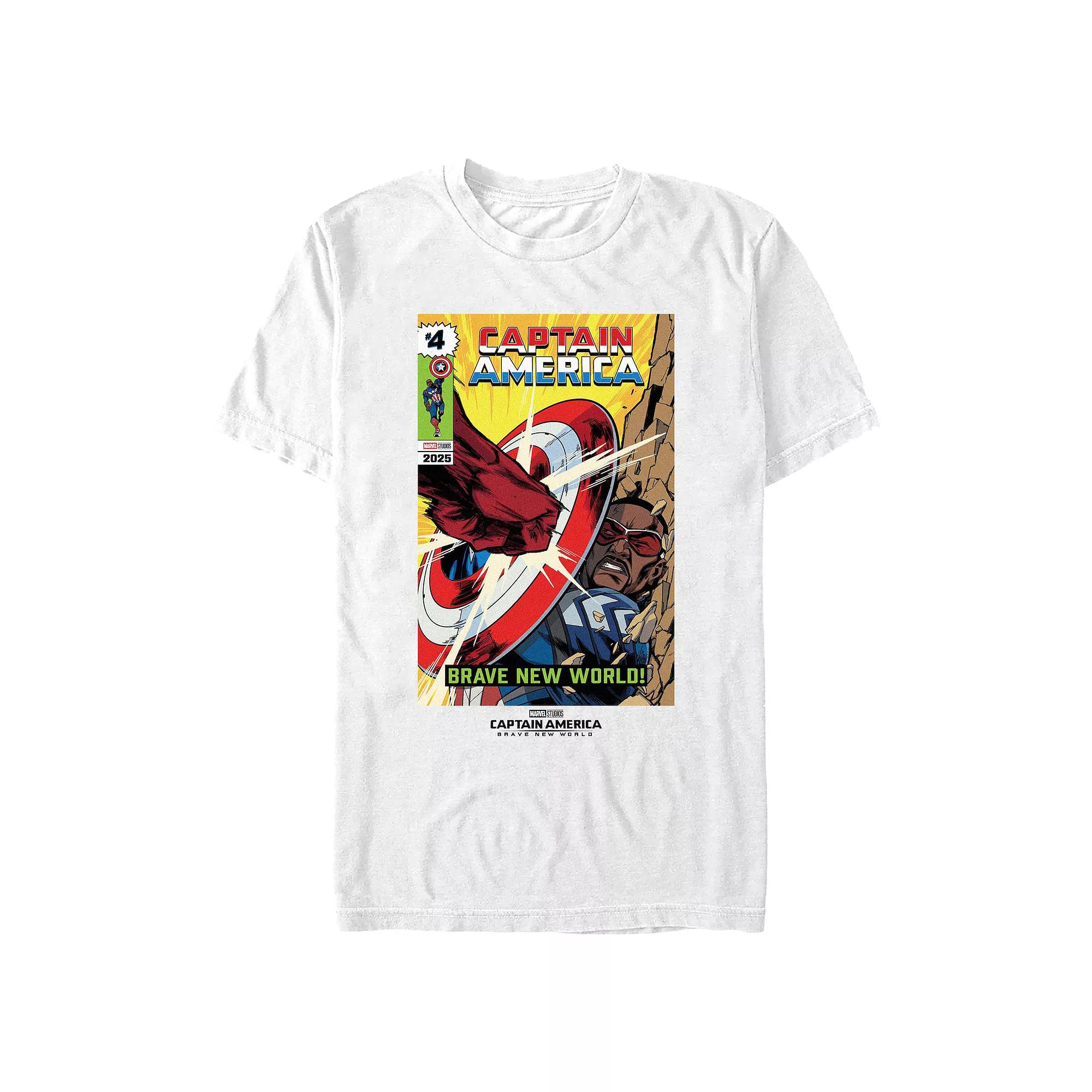 Big & Tall Marvel Captain America Brave New World Punch Cover Graphic Tee, Men's, Size: 4XL, White Product Image