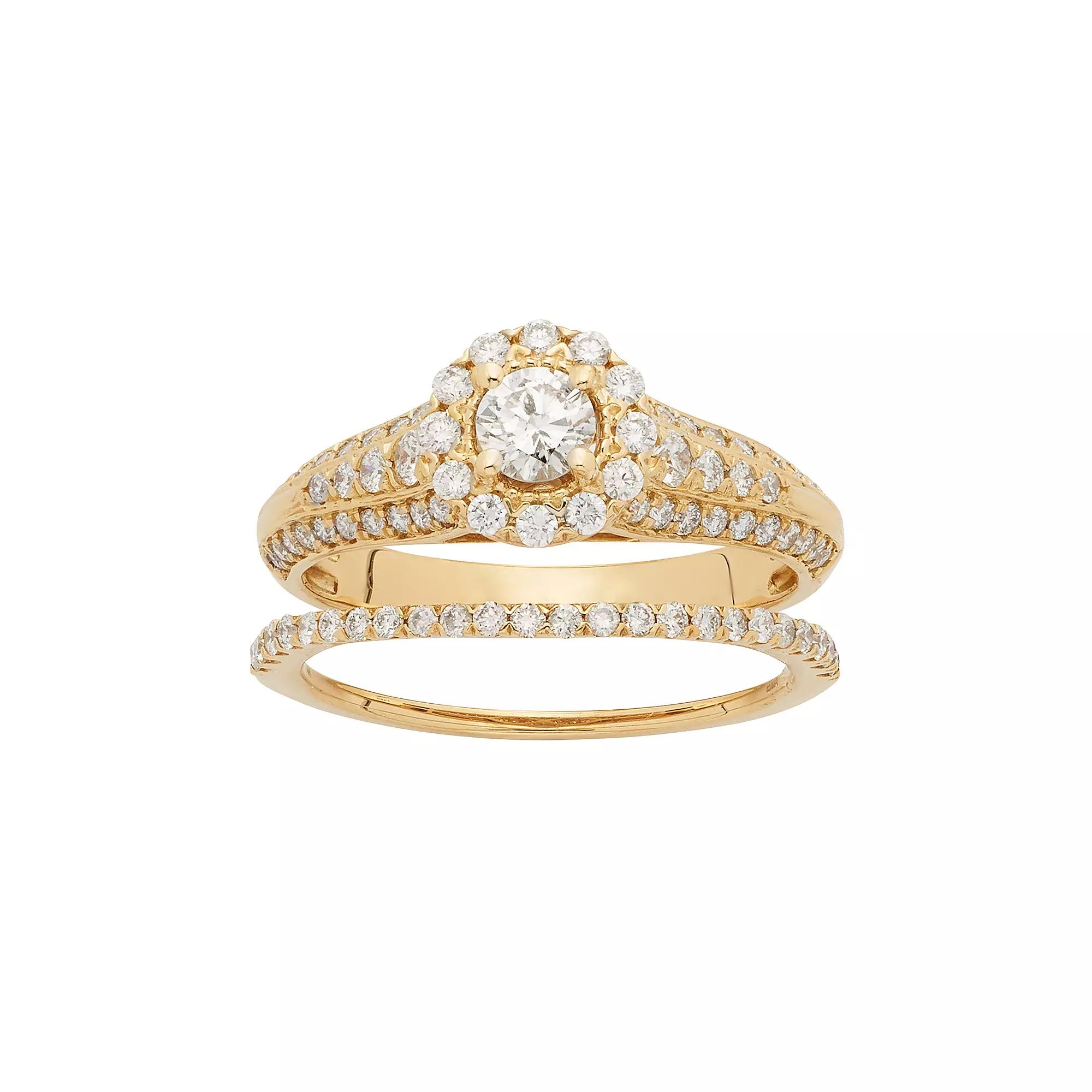 The Regal Collection 14k Gold 1 Carat T.W. IGL Certified Diamond Flower Engagement Ring Set, Women's, Size: 7, White Product Image
