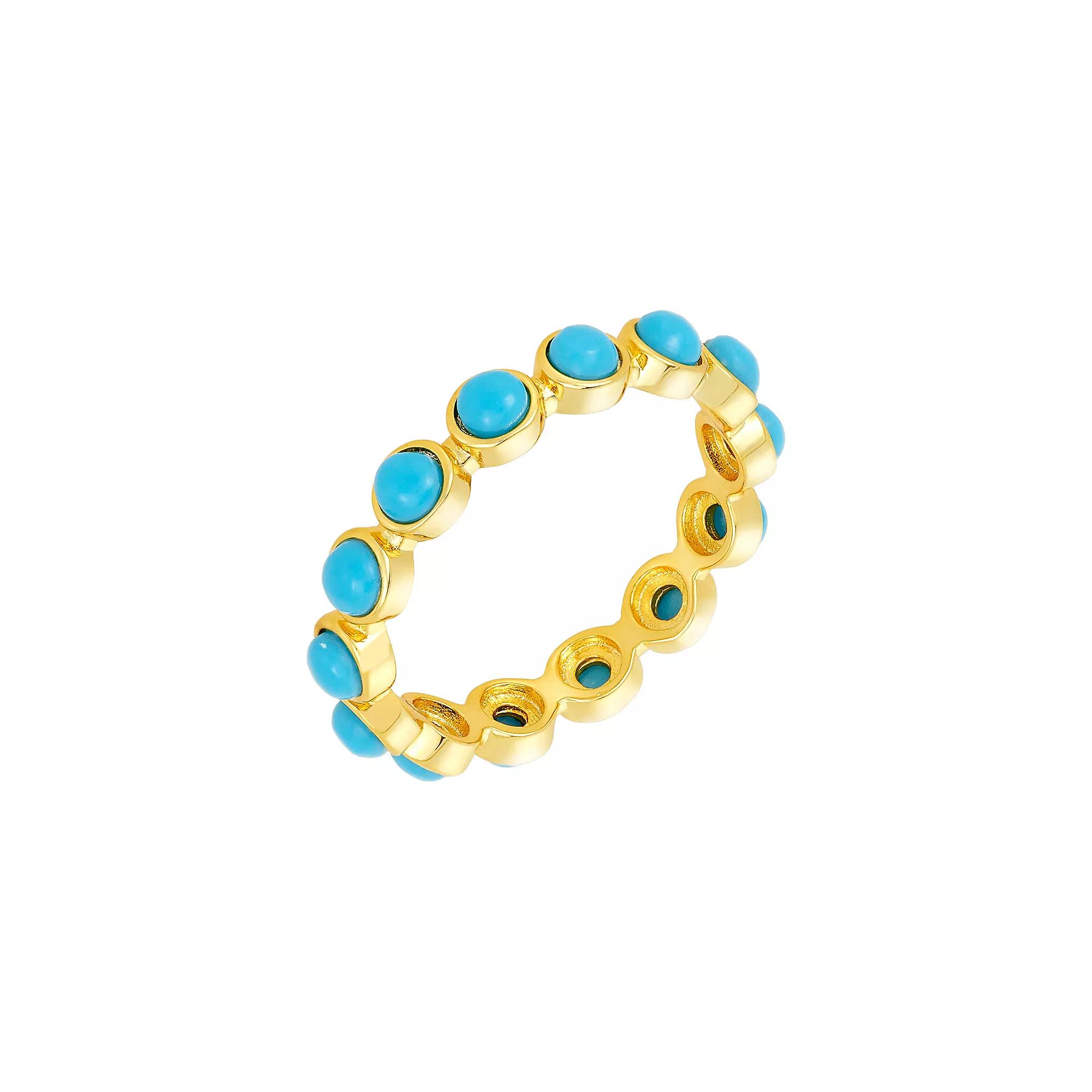 Adornia 14k Gold Plated Simulated Turquoise Eternity Band Ring, Women's, Size: 7, Gold Tone Product Image