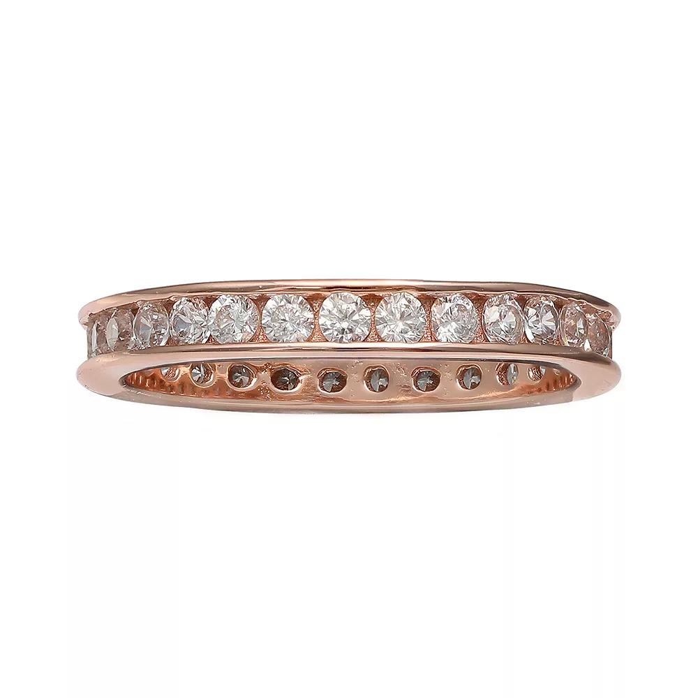 PRIMROSE 18k Rose Gold Over Silver Cubic Zirconia Eternity Band, Women's,  Product Image