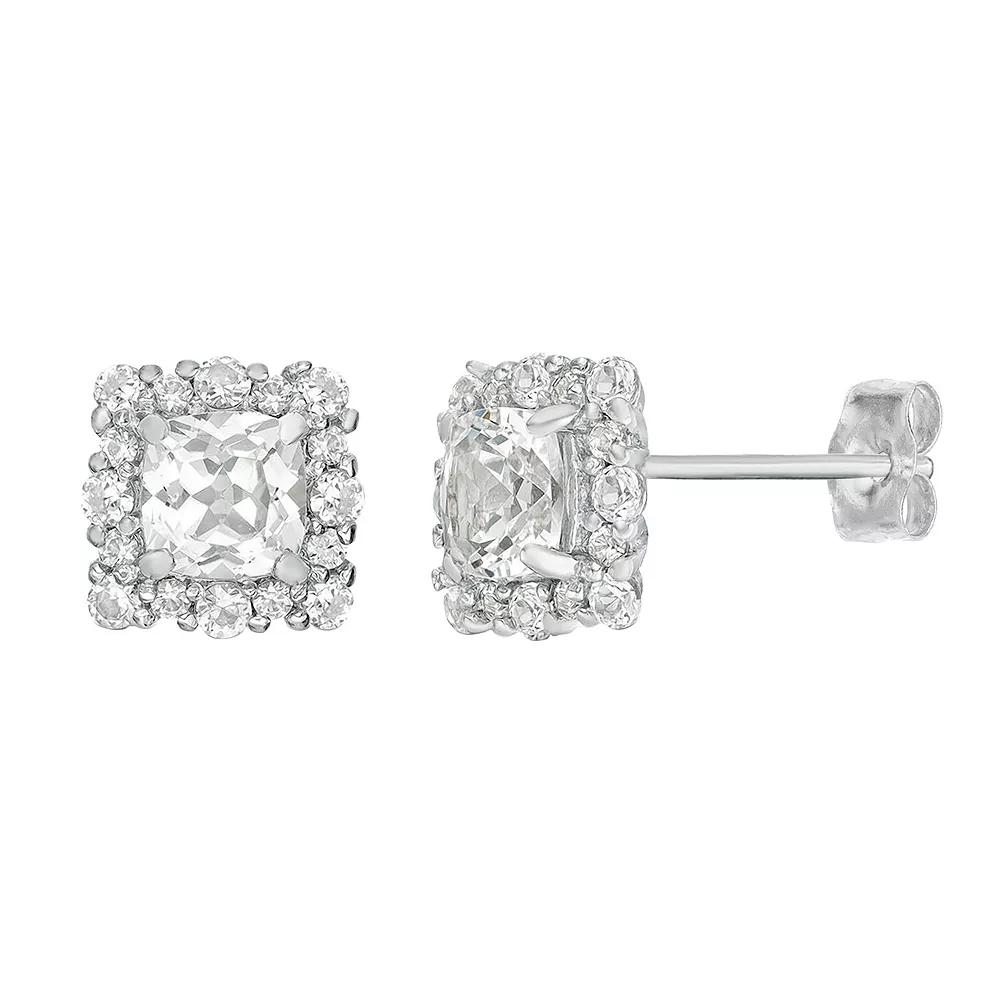 Gemminded Sterling Silver Lab-Created White Sapphire Earrings, Women's Product Image