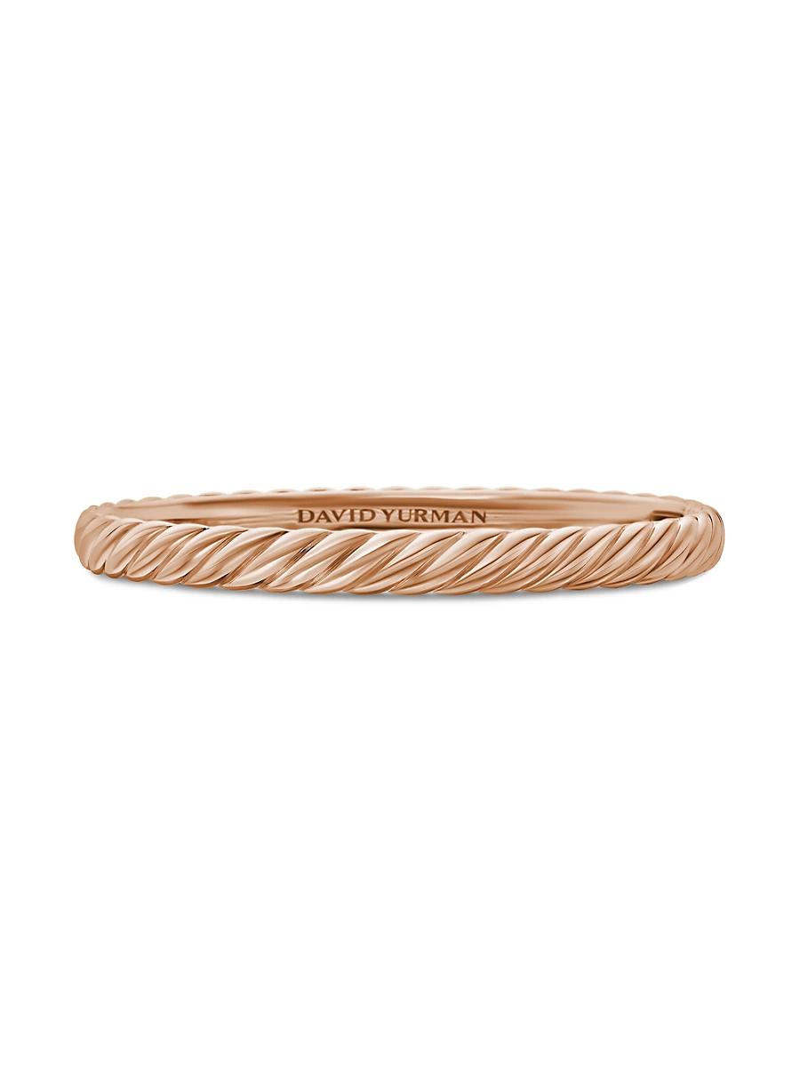 Womens Sculpted Cable Bangle Bracelet In 18K Rose Gold Product Image