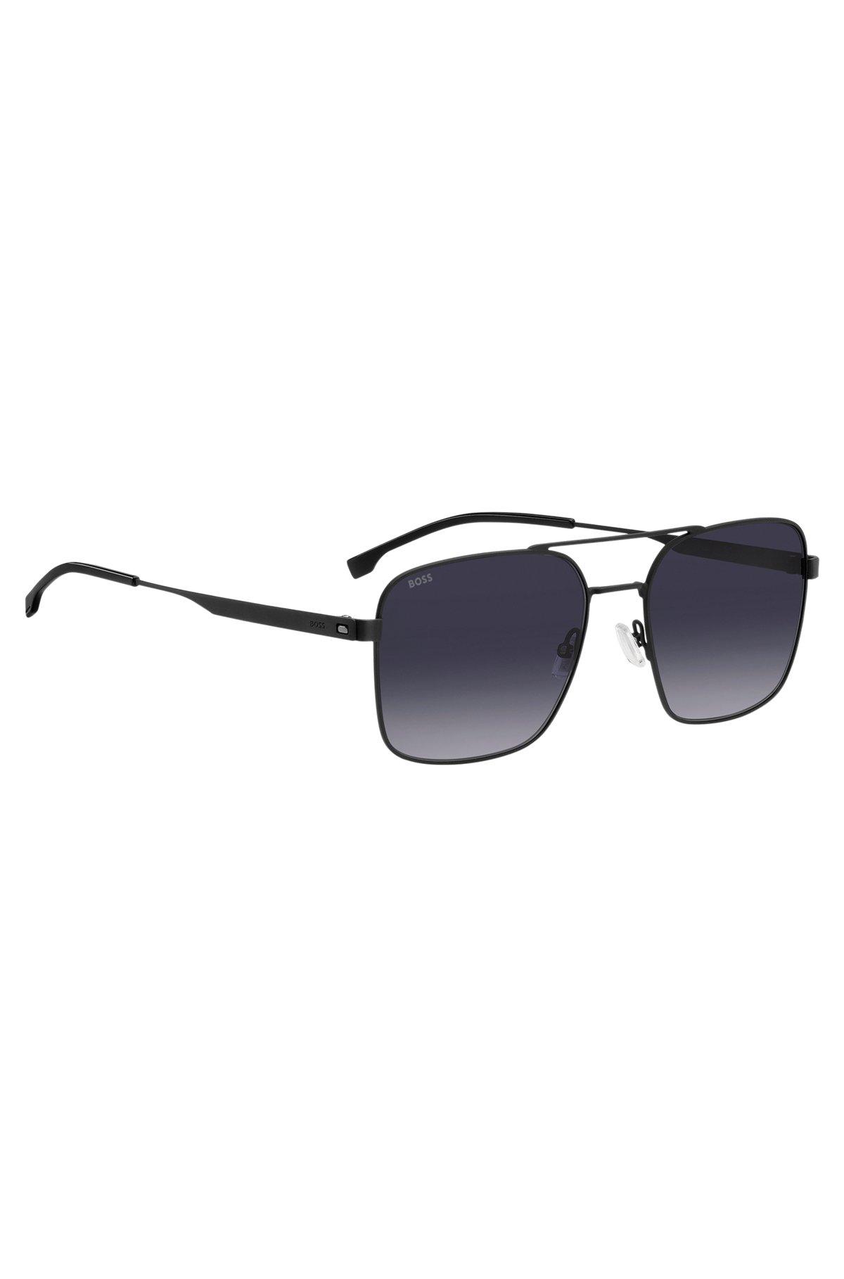 Double-bridge sunglasses in black steel Product Image