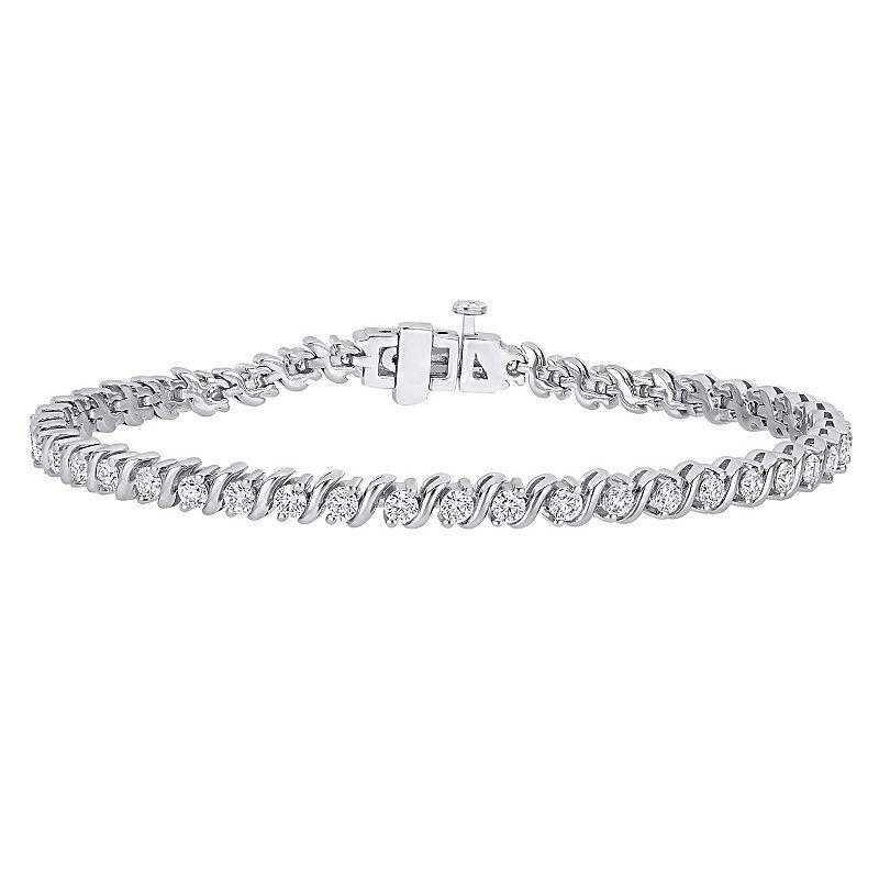 Stella Grace Sterling Silver 2 4/5 Carat T.W. Lab Created Moissanite Tennis Bracelet, Women's, Size: 7.25" Product Image