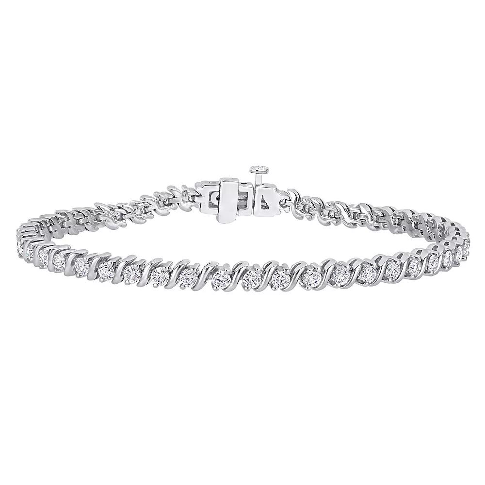 Stella Grace Sterling Silver 2 4/5 Carat T.W. Lab Created Moissanite Tennis Bracelet, Women's, Size: 7.25" Product Image