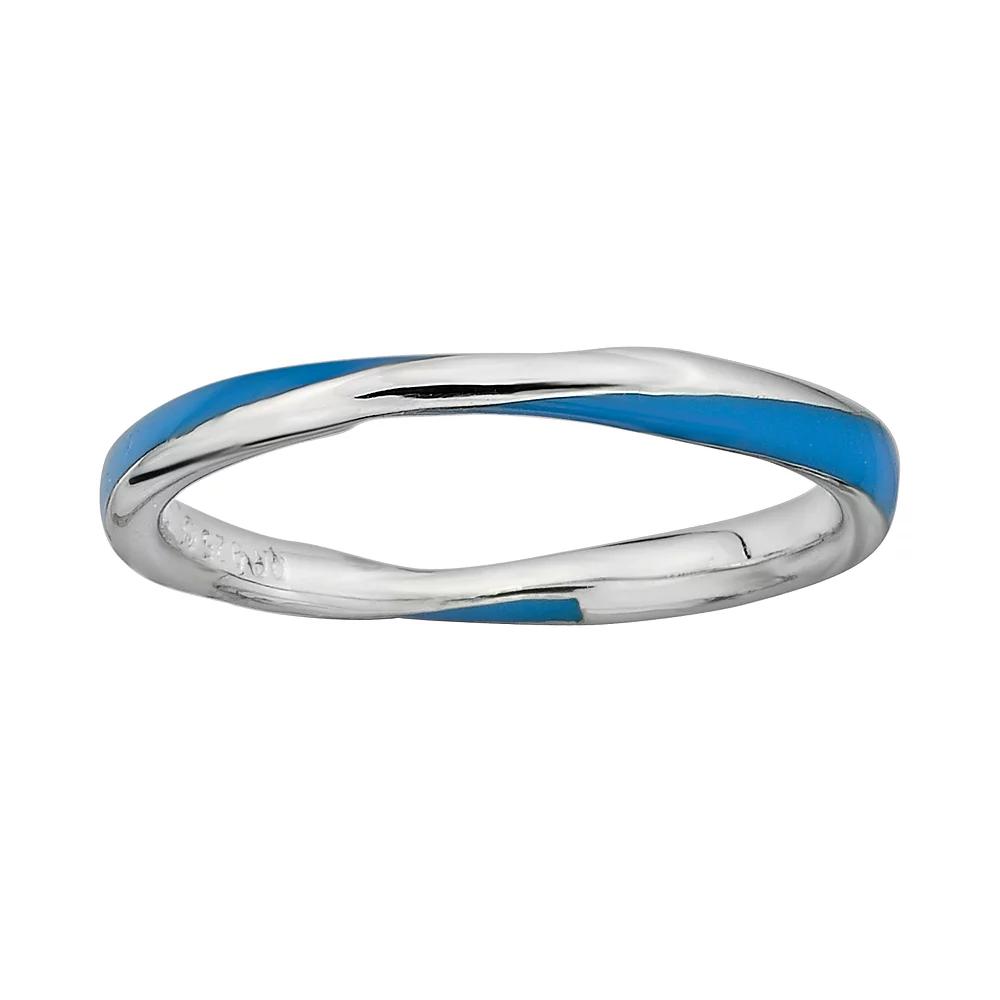 Stacks & Stones Sterling Silver Blue Enamel Twist Stack Ring, Women's, Size: 7 Product Image