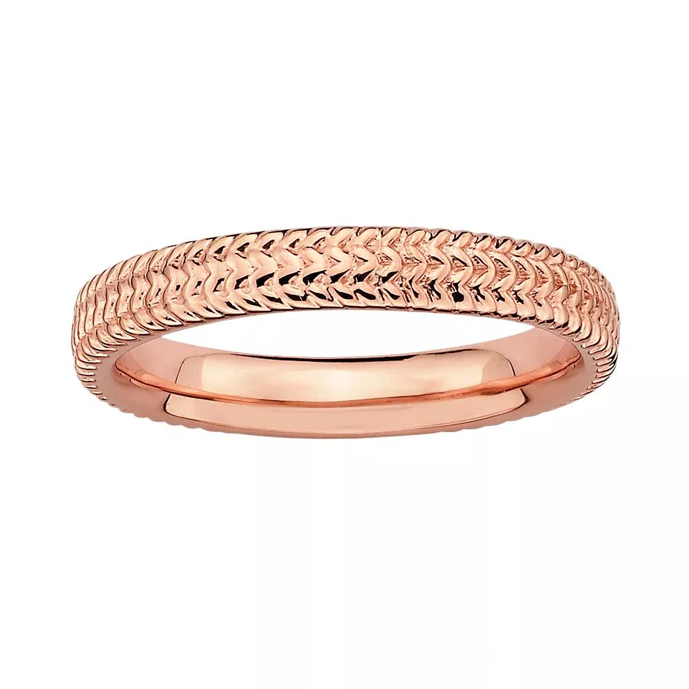 Stacks & Stones 18k Rose Gold Over Silver Textured Stack Ring, Women's, Size: 10, Pink Product Image