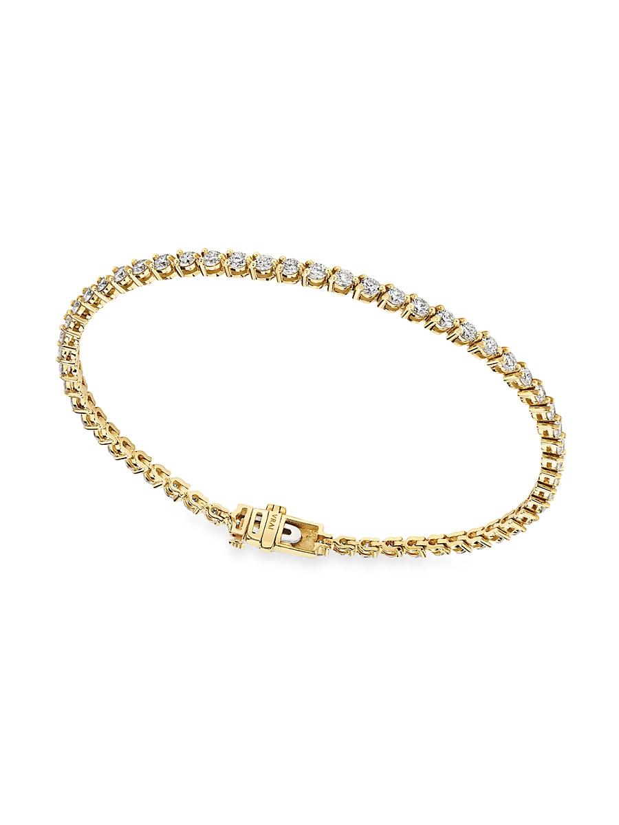 Womens 14K Yellow Gold & Lab-Grown Diamond Tennis Bracelet Product Image