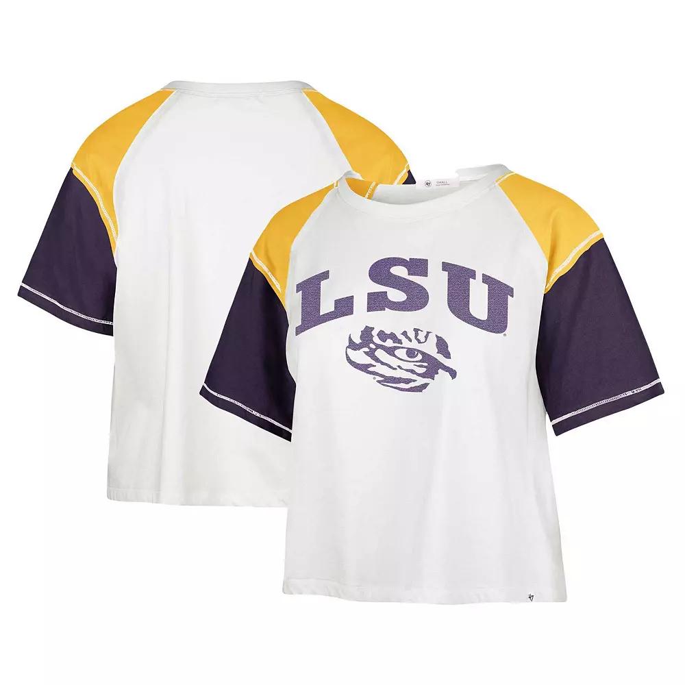 Women's '47 White LSU Tigers Serenity Gia Cropped T-Shirt,  Product Image