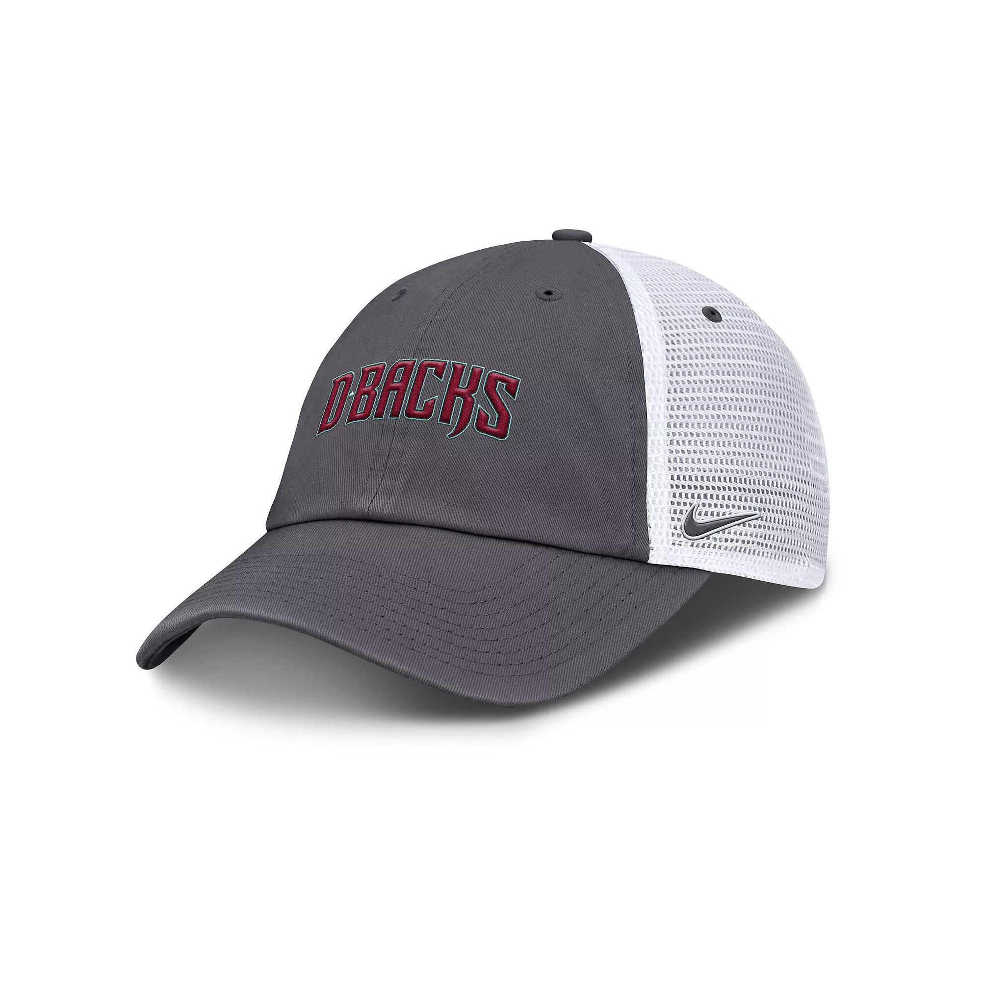Men's Nike Gray Arizona Diamondbacks Wordmark Club Adjustable Trucker Hat,  Product Image