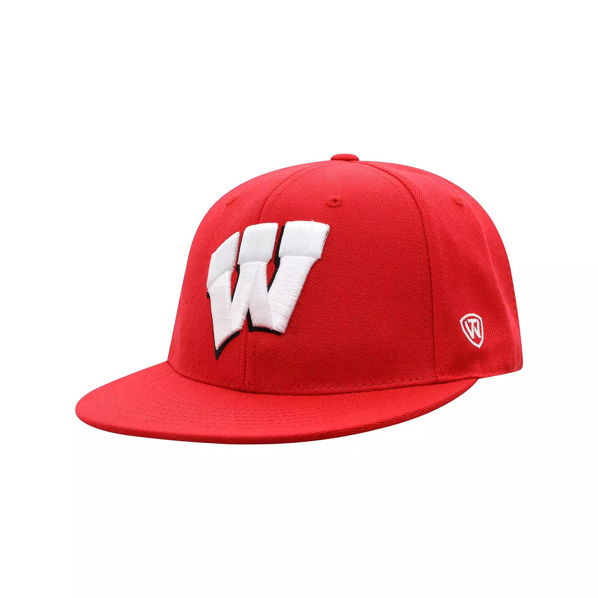 Men's Top of the World Red Wisconsin Badgers Team Color Fitted Hat, Size: 7 1/4 Product Image