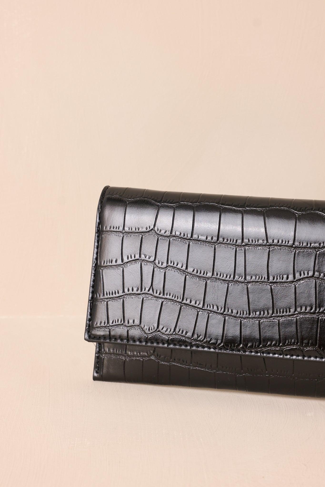 Spirit of Euphoria Black Faux Croc Clutch Product Image