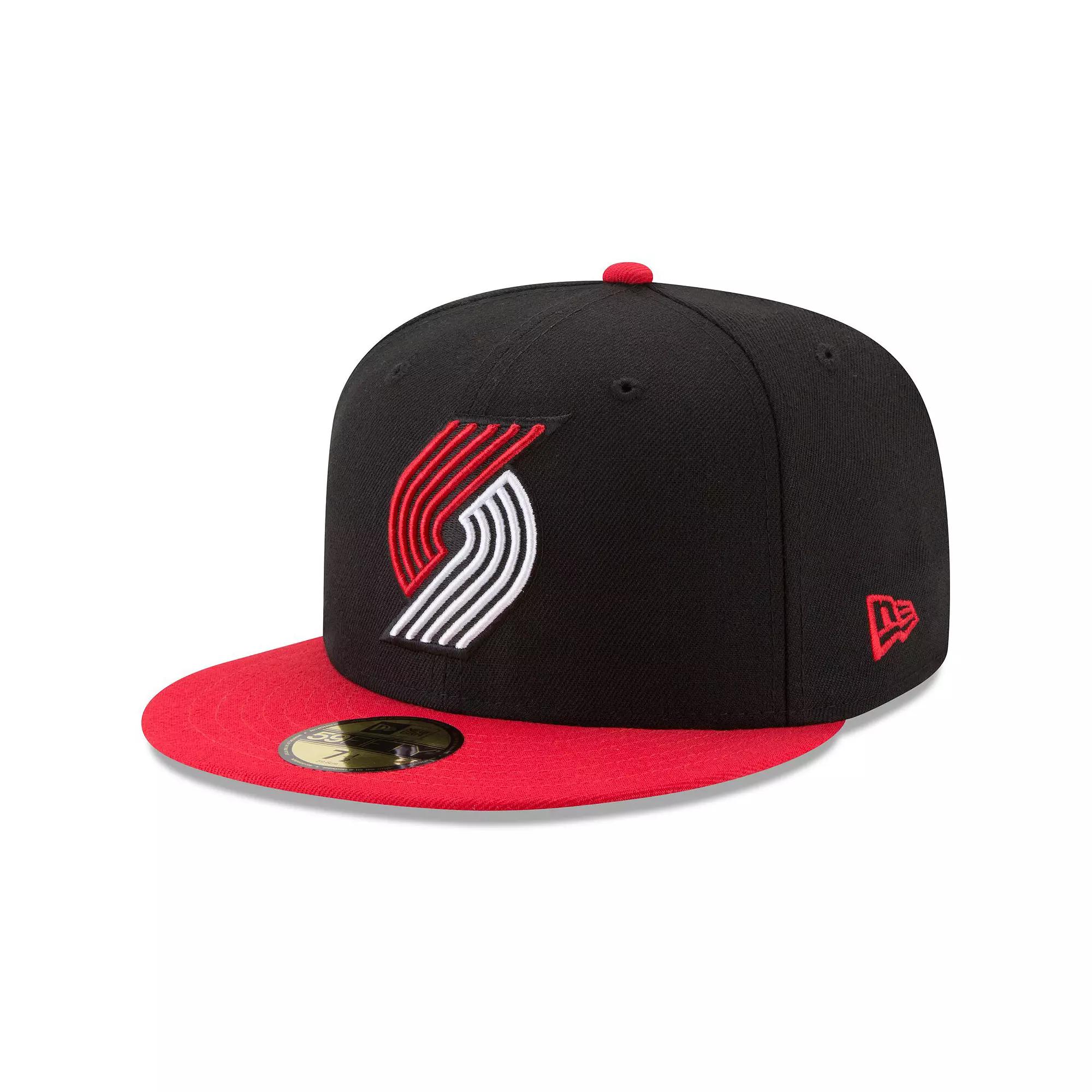 Men's New Era Black/Red Portland Trail Blazers Official Team Color 2-Tone 59FIFTY Fitted Hat,  Product Image
