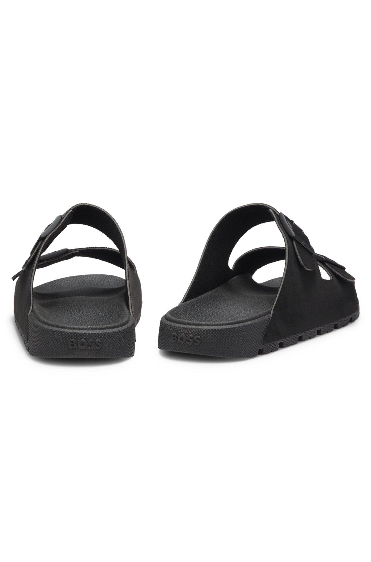 Two-strap slides with branded buckles Product Image
