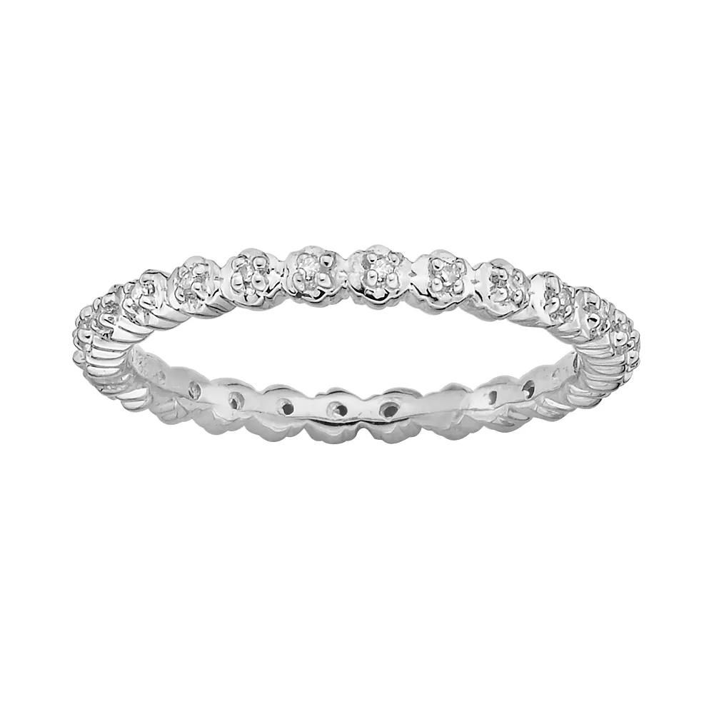 Stacks & Stones Sterling Silver Diamond Accent Stack Ring, Women's, Size: 5, White Product Image