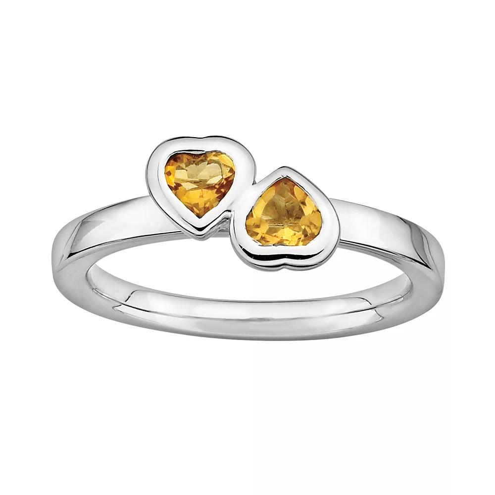 Stacks & Stones Sterling Silver Citrine Heart Stack Ring, Women's, Size: 5 Product Image