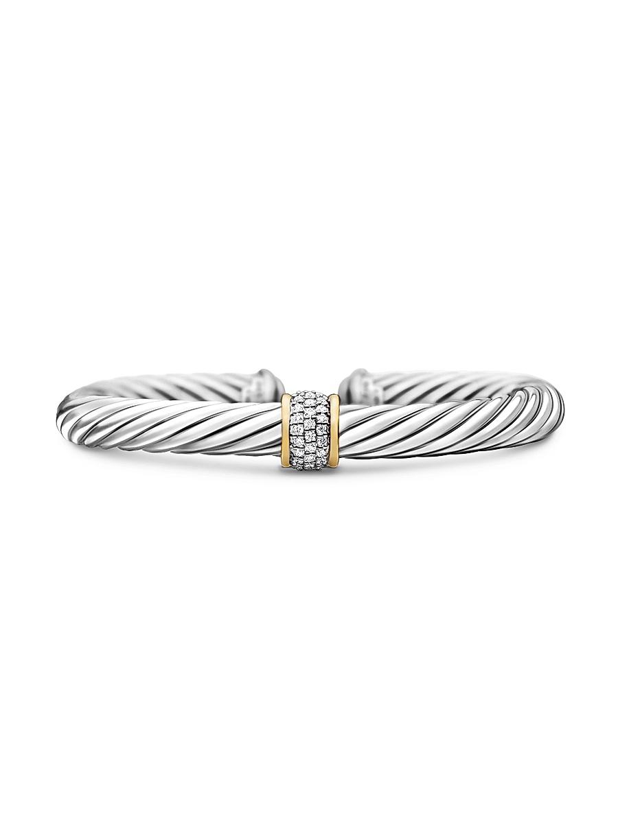 Womens Classic Cable Station Bracelet in Sterling Silver Product Image