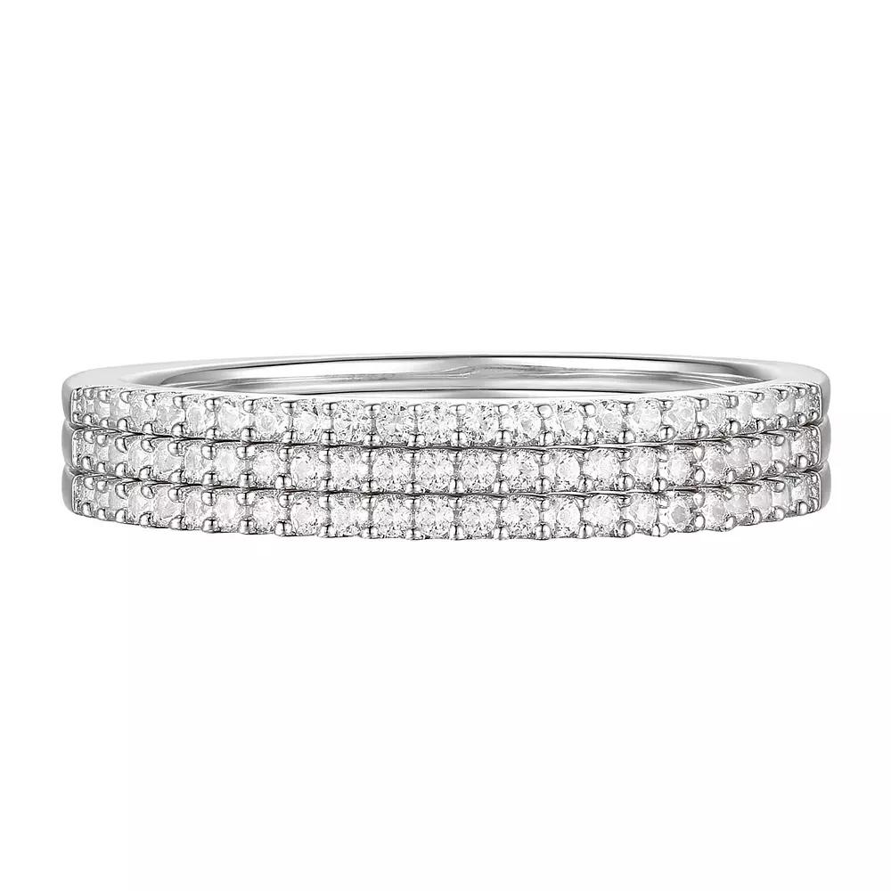 Sterling Silver 1/3 Carat T.W. Diamond Stack Ring Set, Women's, Size: 7 Product Image