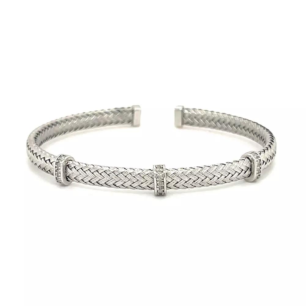 Meshmerise 1/5 Carat T.W. Diamond Jewel Accents Cuff Bracelet, Women's, Size: 7", Silver Tone Product Image