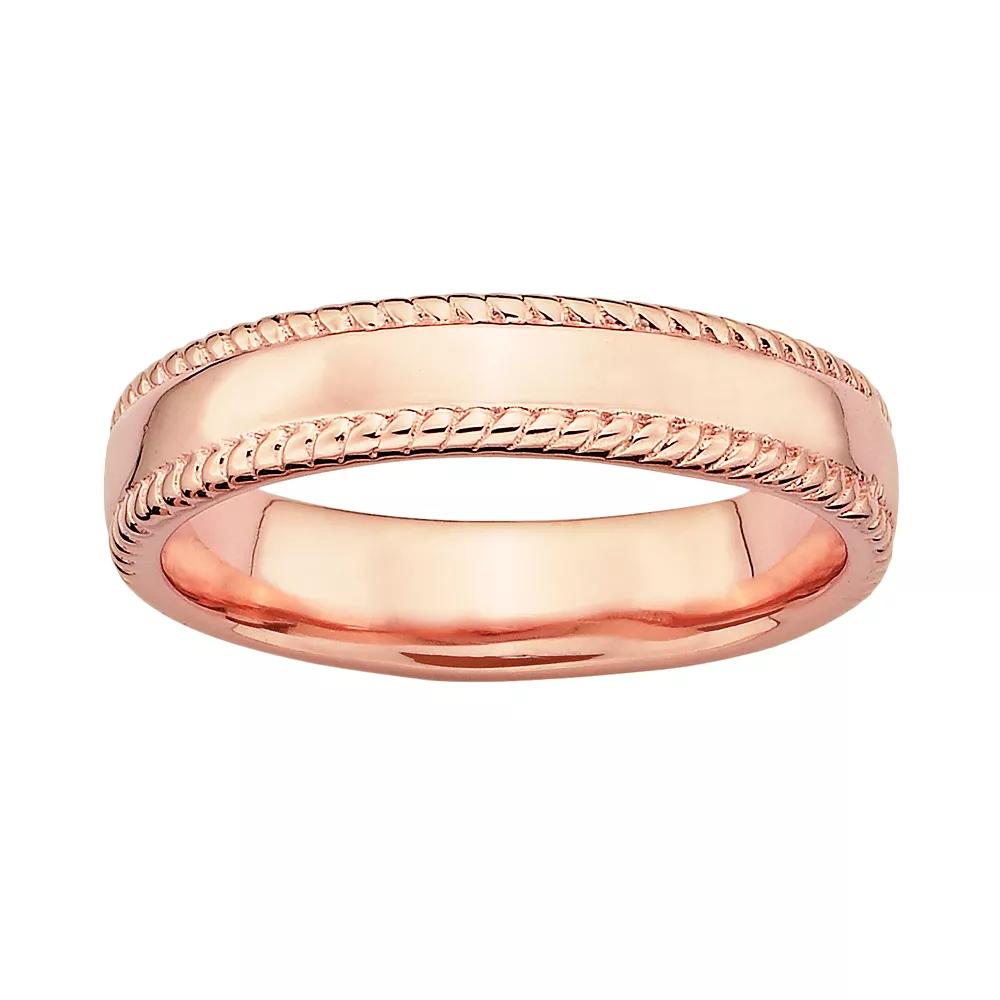 Stacks & Stones 18k Rose Gold Over Silver Milgrain Stack Ring, Women's, Size: 6 Product Image