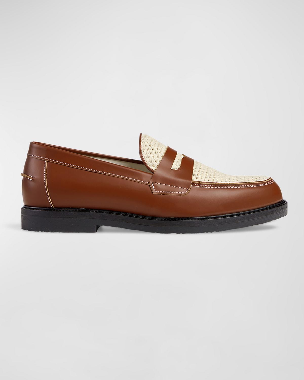Men's Wilde Rattan and Leather Penny Loafers Product Image
