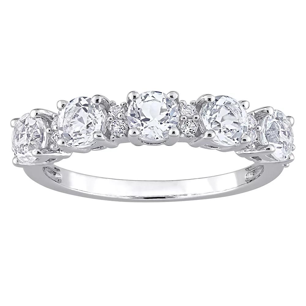 Stella Grace Sterling Silver White Topaz Semi-Eternity Ring, Women's, Size: 6 Product Image