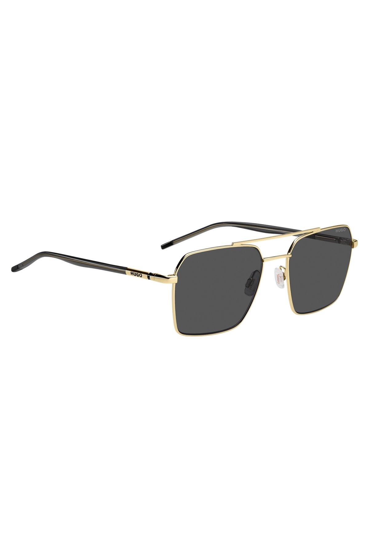 HUGO - Double-bridge sunglasses in gold and black tones Product Image