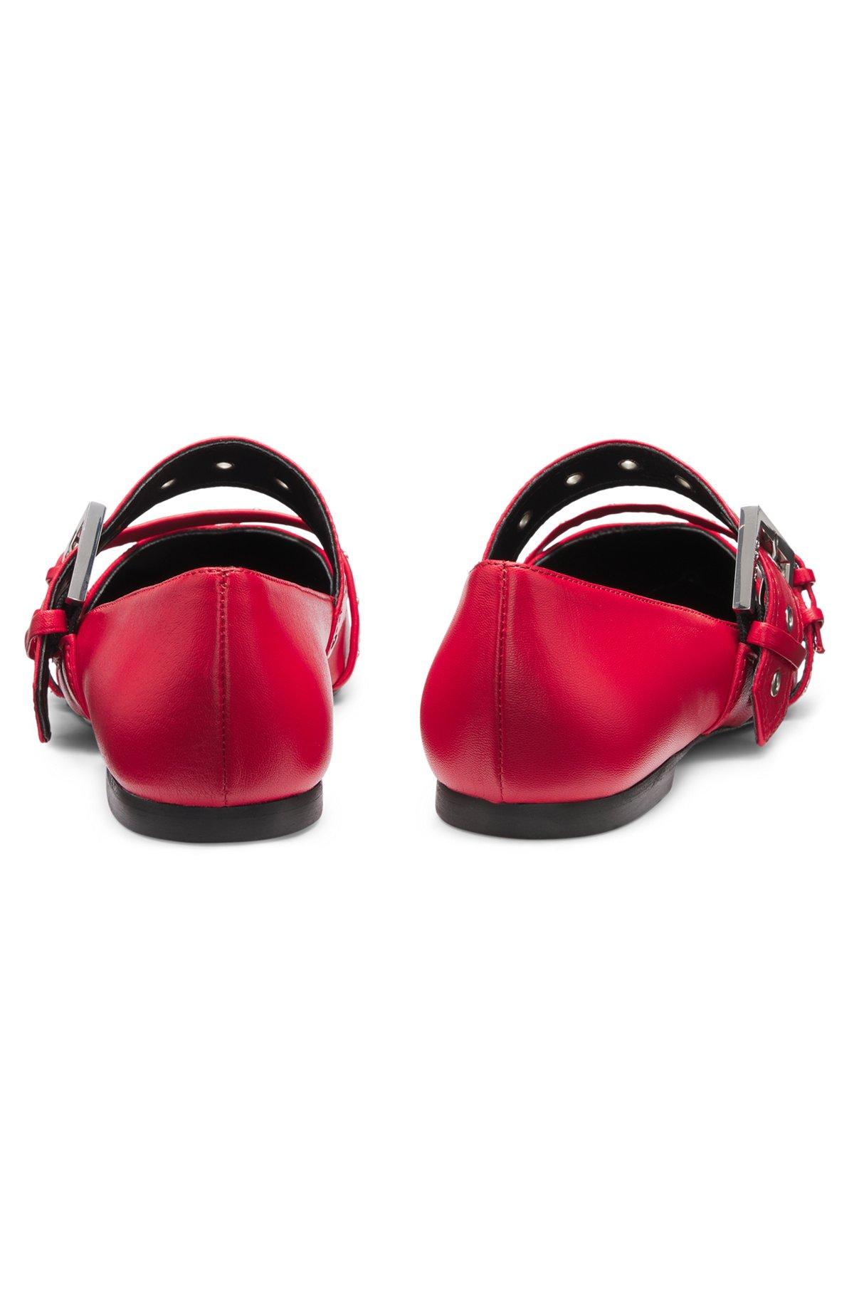 Nappa-leather ballerina pumps with buckled straps Product Image