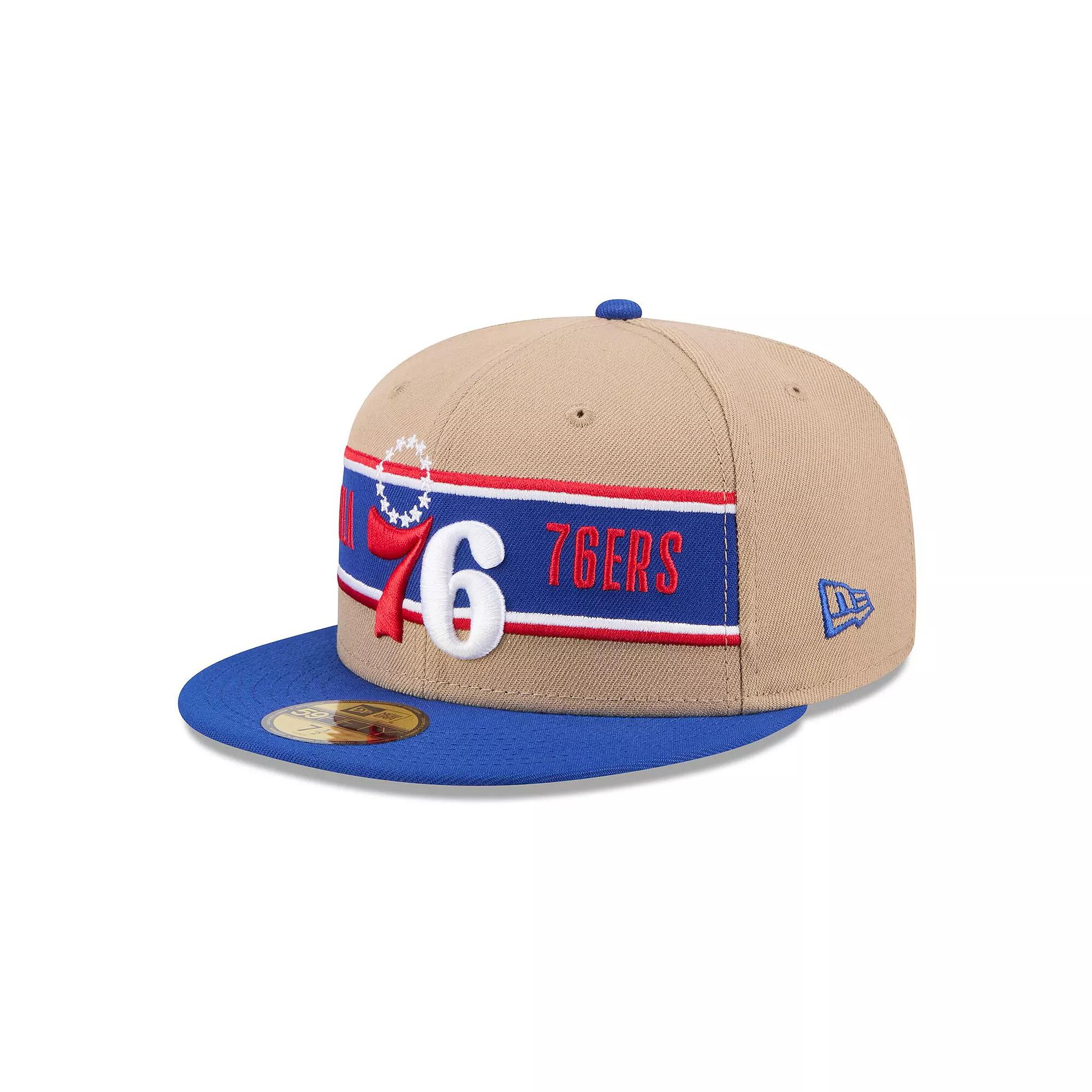 Men's New Era Tan/Royal Philadelphia 76ers 2024 NBA Draft 59FIFTY Fitted Hat, Size: 7 1/8, 76r Team Product Image