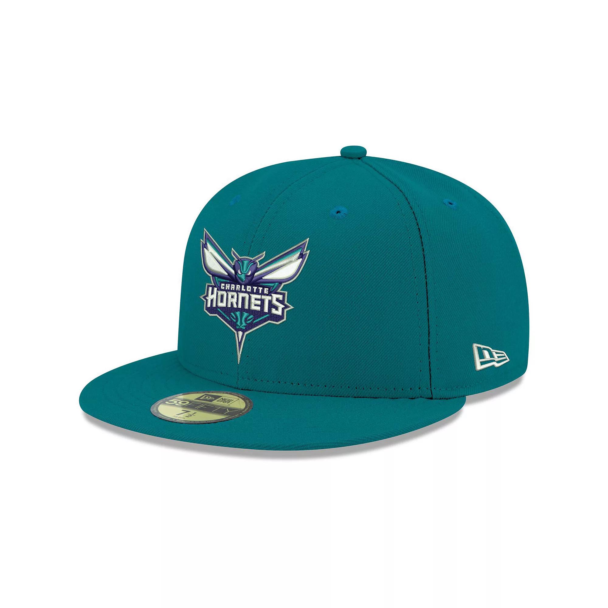 Men's New Era Teal Charlotte Hornets Official Team Color 59FIFTY Fitted Hat,  Product Image