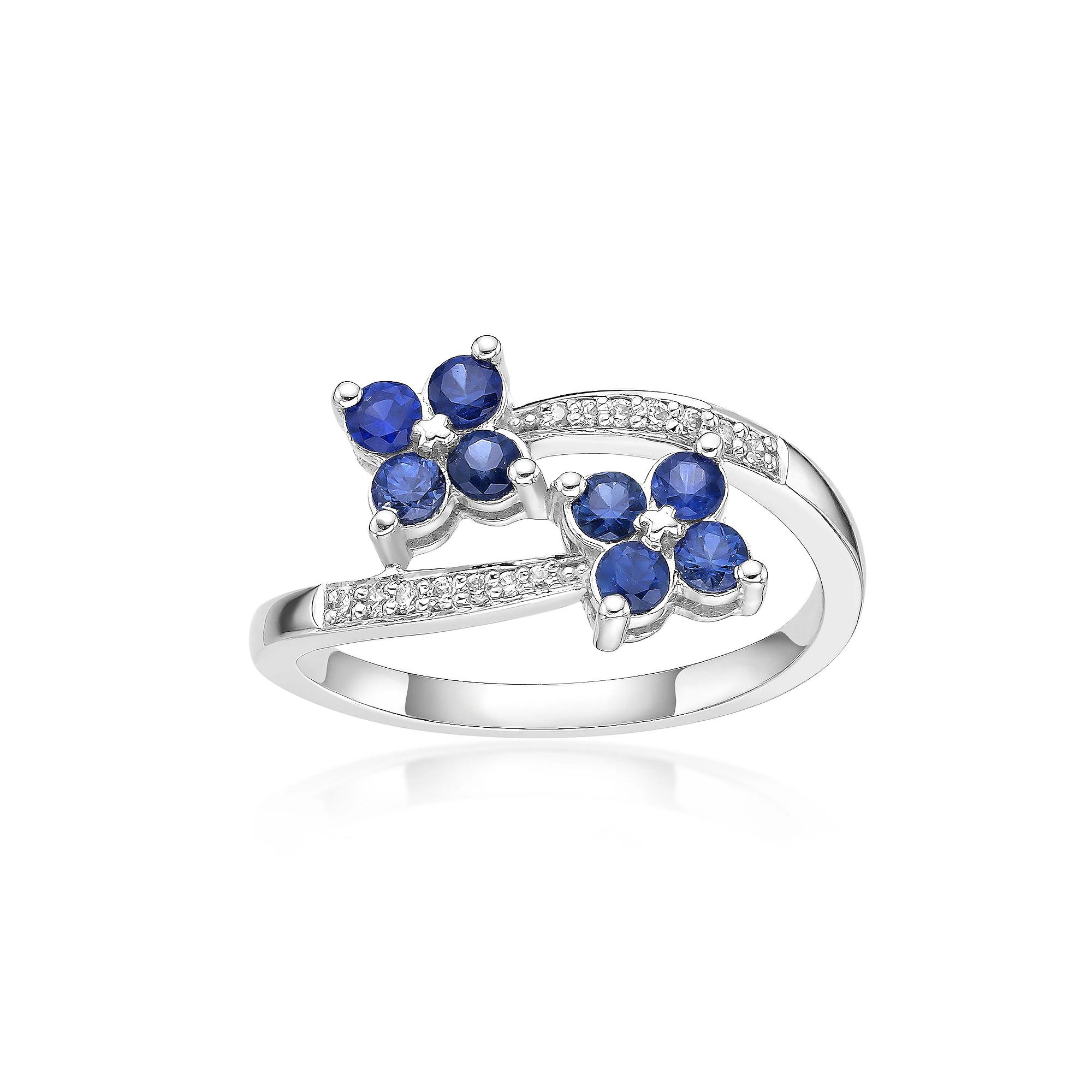 Gemminded 10k White Gold Sapphire & Diamond Accent Ring, Women's, Size: 7 Product Image