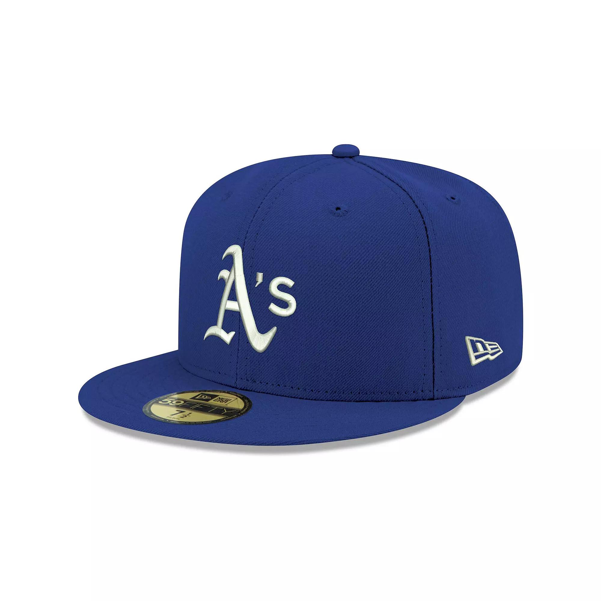Men's New Era Royal Oakland Athletics Logo White 59FIFTY Fitted Hat, Size: 7 7/8, Blue Product Image