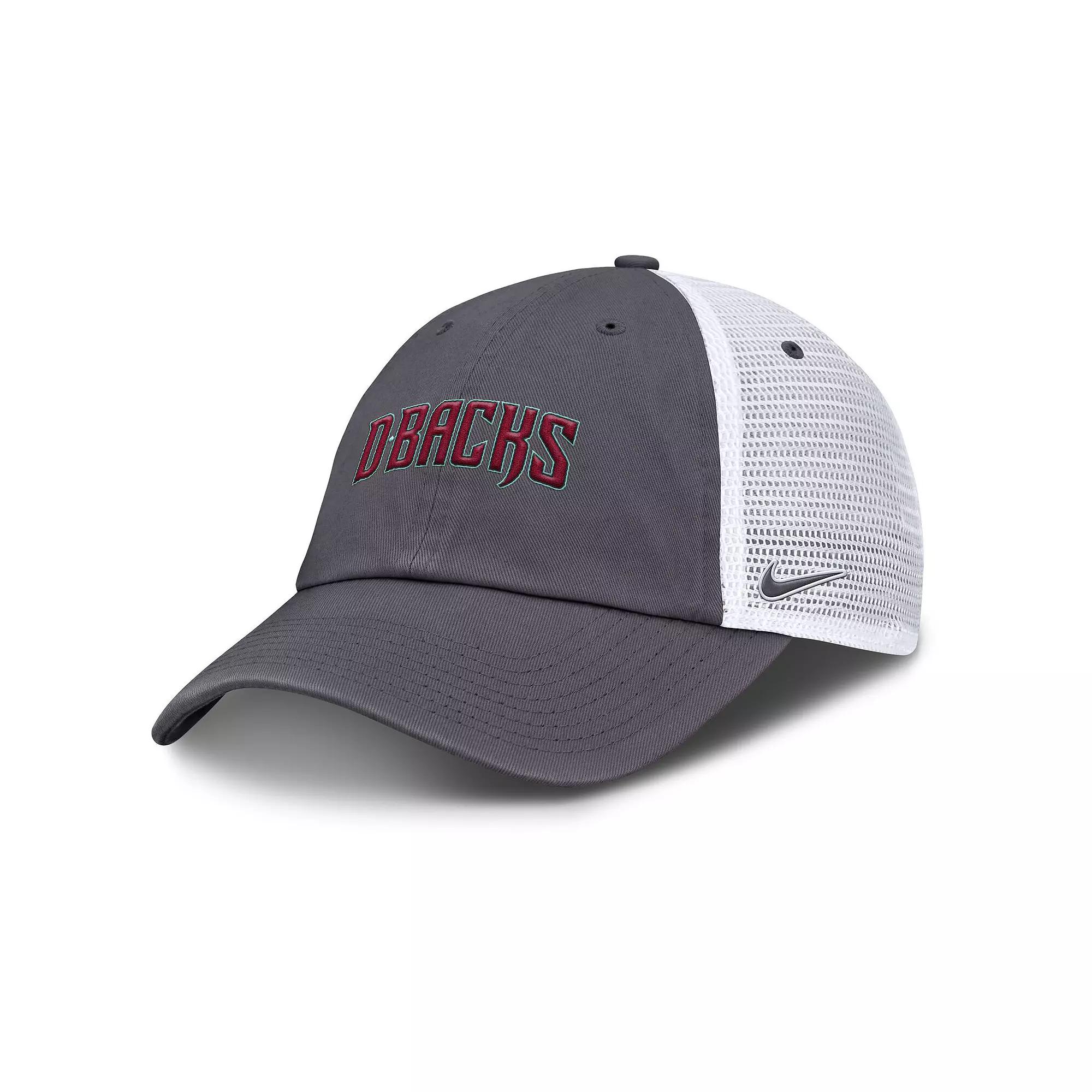 Men's Nike Gray Arizona Diamondbacks Wordmark Club Adjustable Trucker Hat,  Product Image