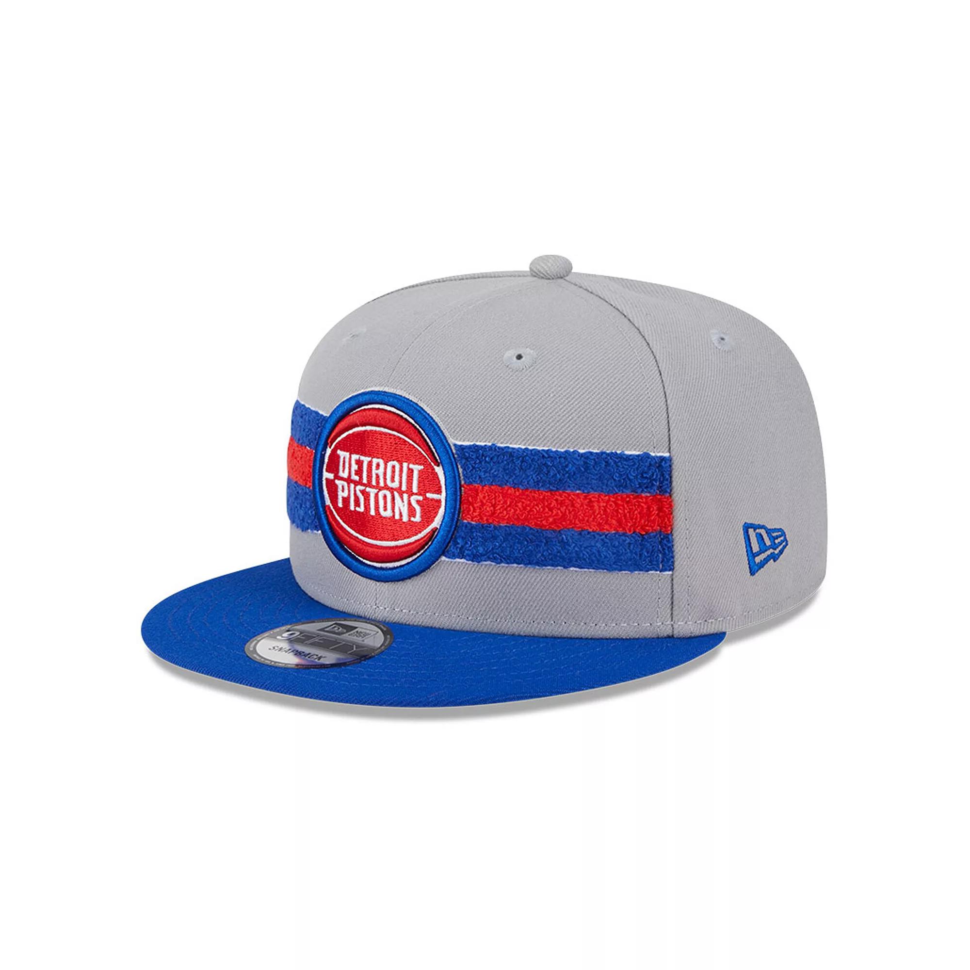 Men's New Era Gray Detroit Pistons Chenille Band 9FIFTY Snapback Hat, Pis Grey Product Image