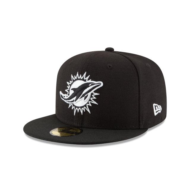 Miami Dolphins Black & White 59FIFTY Fitted Hat Male Product Image